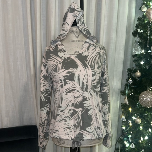 COMO Vintage longsleeve sweater sweatshirt hoodie pastel pink grey & white M - Picture 2 of 8